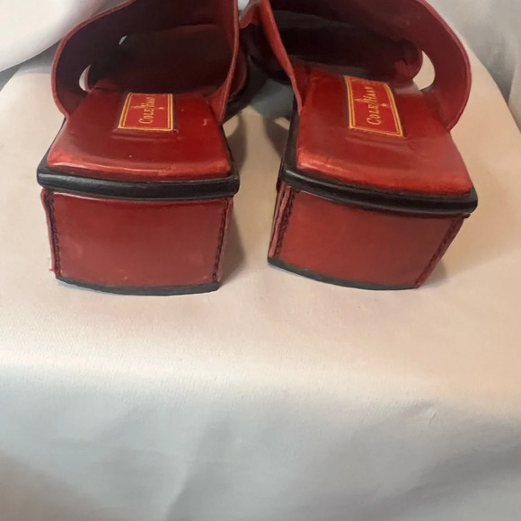 Cole Haan Red Suede Mules with Block Heel - Picture 6 of 7